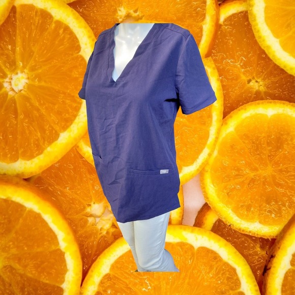 Figs Tops - FIGS Technical Collection Navy Blue V Neck Scrub Top Women's XS